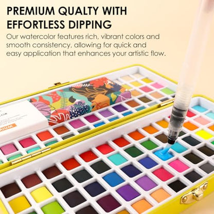 Set of 100 Color Watercolor Paint Set with Brush Pens (17.002 Ounce)
