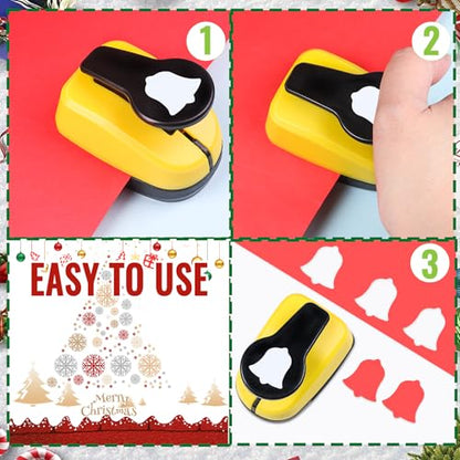 Paper Punch Set 1 inch Hole Punch Shape 3 Pcs Christmas Punches for Crafts (3 Count)
