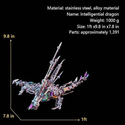 Metalkitor Western Dragon 3D Metal Puzzles for Adults, Wyvern Assembly Model Kit, Jigsaw Crafts Brain Teaser Cyberpunk DIY Ornament, Perfect Room Decor and Gifts(1300+PCS)
