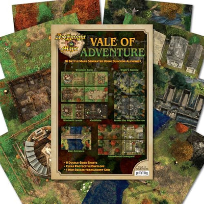 The Vale of Adventure Roleplaying D&D Battle Map; 16 Modular RPG Maps in 8 Double