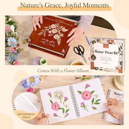 Large Flower Press Kit for Adults with Designed Cover and DIY Album
