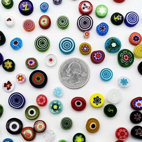 Flat Glass Millefiori for Mosaic Making Supplies (95 Count)