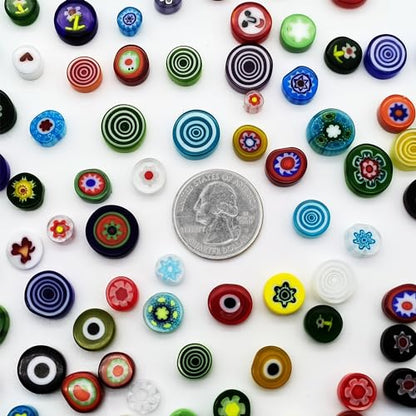 Flat Glass Millefiori for Mosaic Making Supplies (95 Count)
