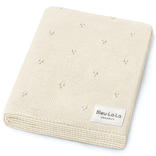 100% Luxury Organic Cotton Pointelle Knit Baby Blanket