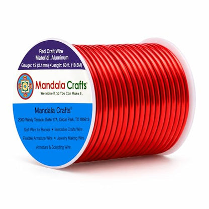 12 Gauge Red Anodized Aluminum Craft Wire (60 Foot)