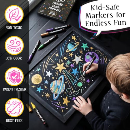 10 Extra Fine Tip Metallic Chalk Markers for Blackboard