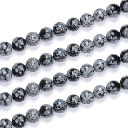 45pcs Adabele Natural Snowflake Obsidian Gemstone 8mm Round Beads