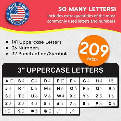 3 Inch Bulletin Board Letters & Numbers (209 Count)