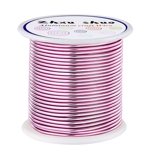 12 Gauge(2mm) Aluminum Wire 35 Yards Anodized Metal Wire for Bonsai Armature Crafting Sculpting Jewelry Craft Making Beading Floral (Pink, 12 Gauge) (105 Foot)