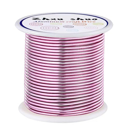 12 Gauge(2mm) Aluminum Wire 35 Yards Anodized Metal Wire for Bonsai Armature Crafting Sculpting Jewelry Craft Making Beading Floral (Pink, 12 Gauge) (105 Foot)