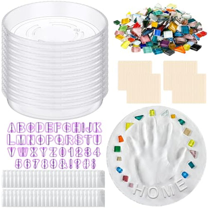 12 Set DIY Stepping Stone Mold Kit for Creating Stepping Stones Garden Markers Round Concrete (12 Count)