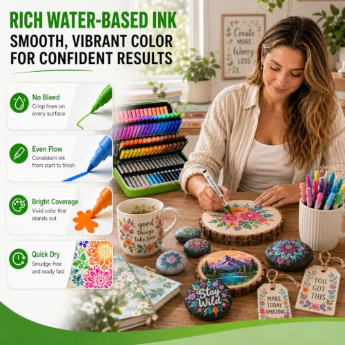 120 Colors Soft Brush Tip Acrylic Paint Markers (120 Count)
