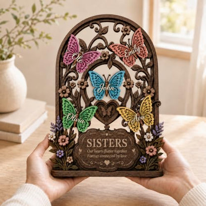 Personalized Sisters Butterfly Wooden Sign