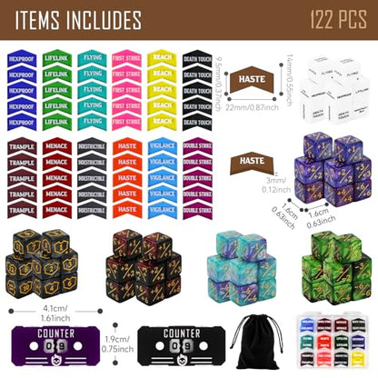 122PCS MTG Keyword Tokens & Dice & Life Counter Set for Magic Card