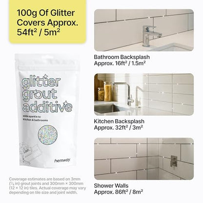 Silver Holographic Fibre Strands Glitter Grout Additive 100g (3.52 Ounce)