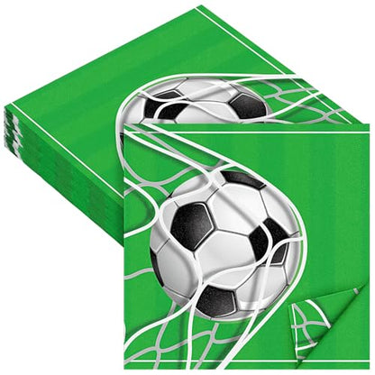 48 Pieces Soccer Paper Napkins Disposable Football Party Napkins Sports Ball Napkins Soccer Cocktail Dinner Napkin Set 13" x 13" Unfolded Football Tableware Napkins for Sports Party Supplies (48 Count)