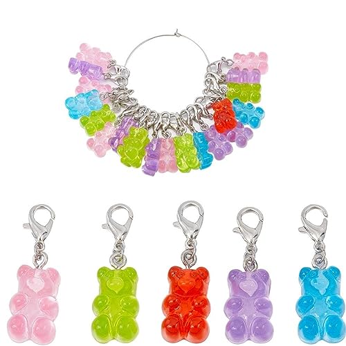 1 Box 30Pcs Stitch Markers Knitting Bear Stitch Marker Charms Knitting Markers Charm Cute Leverback Locking Stitch Marker for Knitting Weaving Sewing Needleworks Women DIY Crafts Gift