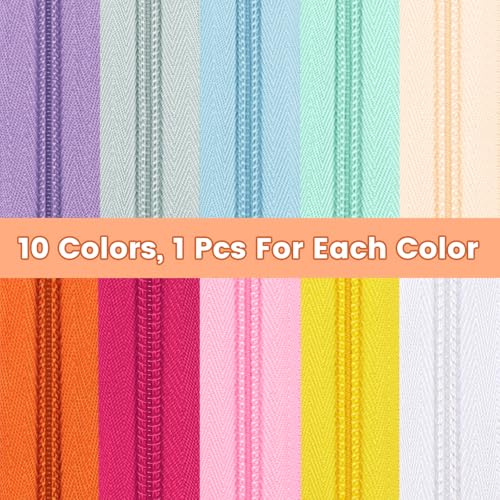 22.2 Yards 20 m 10 Pieces Assorted Colors #5 Nylon Coil Zippers