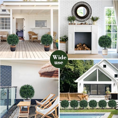 2Pack UV Resistant Green Artificial Boxwood Topiary Fake Plant (2 Count)