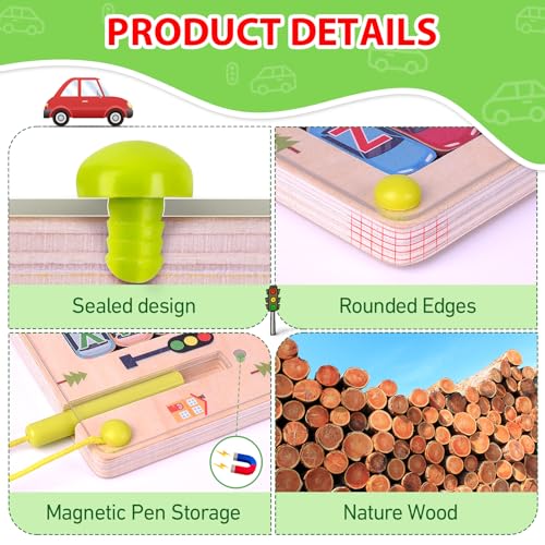 Wooden Magnetic Alphabet Maze Letter Puzzle Montessori Toys for Boys Gift (26 Count)