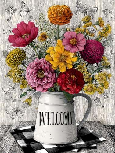 14ct Counted Stamped Cross Stitch Kits for Adults Flowers Printed Cross Stitch Patterns Art Crafts Cross Stitch Supplies