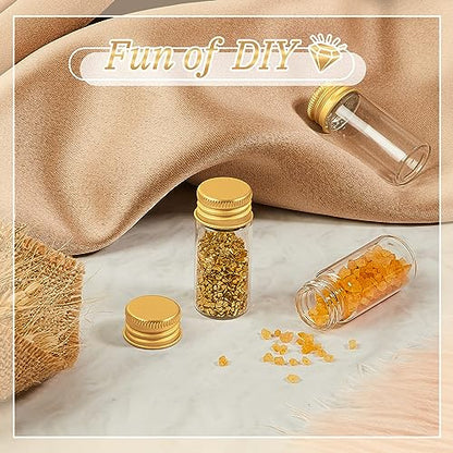200 Pcs Small Clear Vials Spice Mini Jars with Lids Mini Glass Bottles with Screw Aluminum Metal Caps Tiny Jars Sample Containers for Powder Cream Cosmetic Jewelry Wedding (200 Count)
