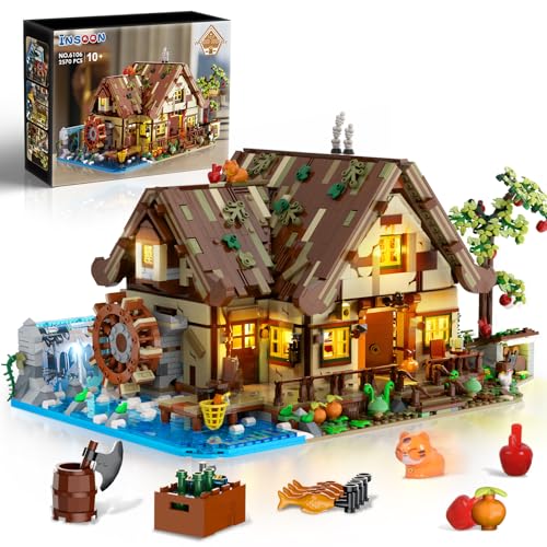Wood Cabin Building Set with Lights for Adults