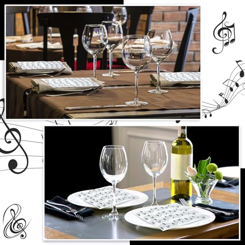 60 Pcs Music Note Cocktail Paper Napkins 6.5 x 6.5 Inches