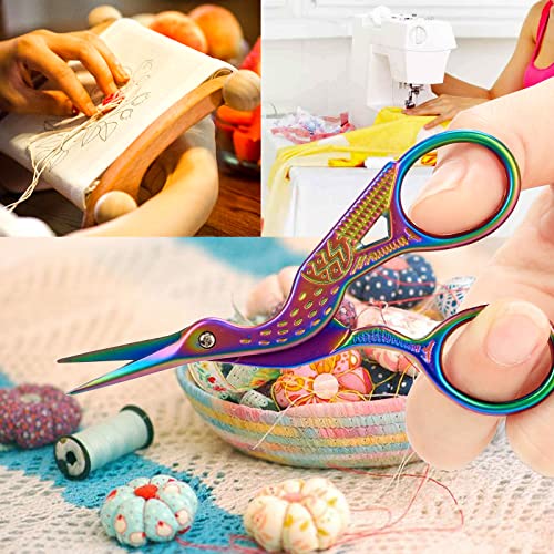 3.6inch Mini Scissor Bird Crane Embroidery Scissors Stainless Steel (2 Count)