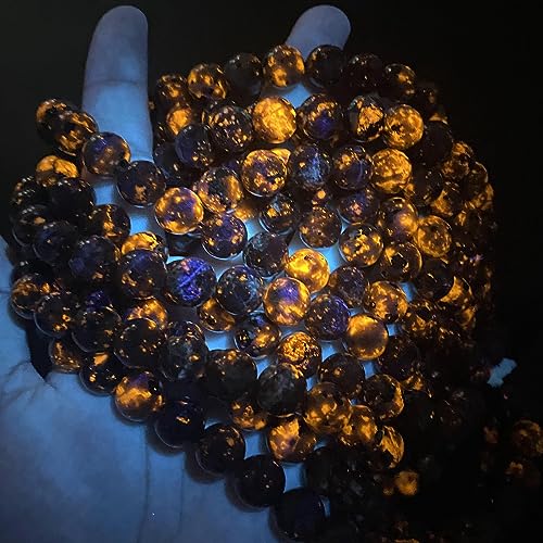 36pcs 10mm Natural Flame Yooperlite Stone Beads Round Healing Energy Power Stone Beads for Jewelry Making DIY Bracelet Necklace Earrings 15"