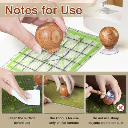 Ruler Knob Wooden Handle with Strong Suction Cup Grip (2 Count)