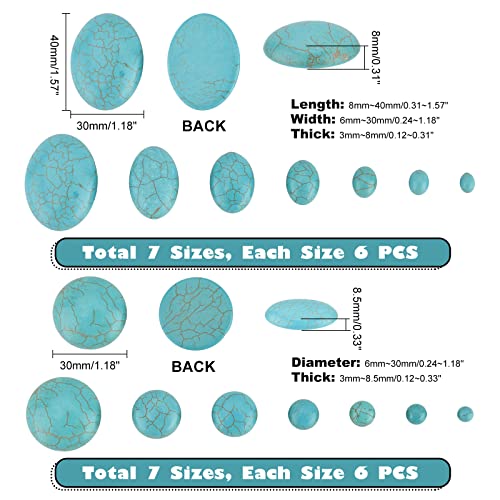 84pcs Synthetic Turquoise Stone Cabochons (84 Count)