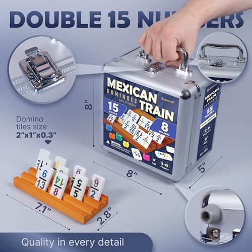 Mexican Train Dominoes Set Double 15 with Numbers