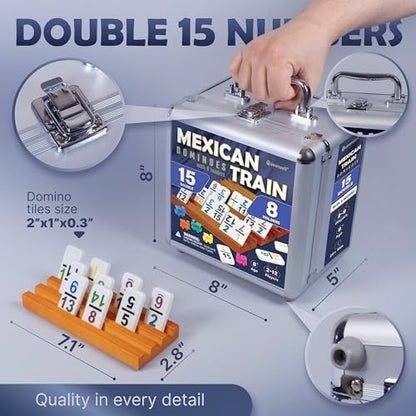 Mexican Train Dominoes Set Double 15 with Numbers