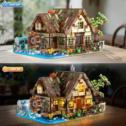 Wood Cabin Mini Building Set with Lights