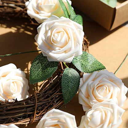 Champagne Rose 100pcs Real Looking Artificial Flowers w (50 Count)