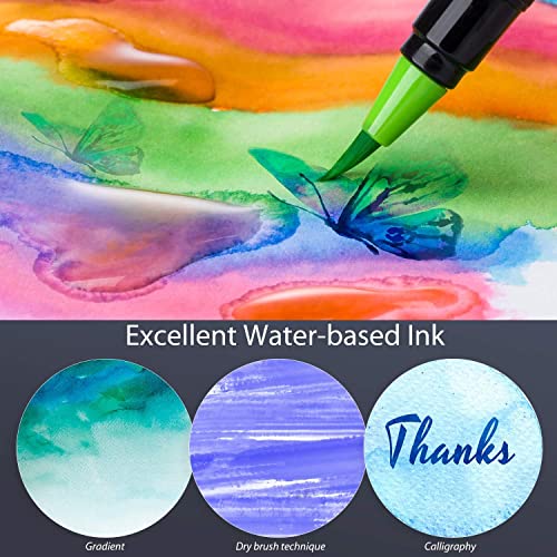 Professional Watercolor Brush Markers Pen 24 Colors of Ohuhu (25 Count)