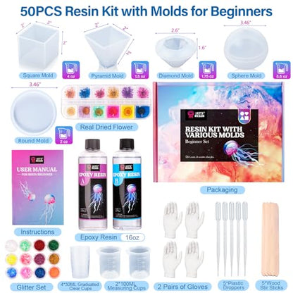 16oz Epoxy Resin Kits and Molds Complete Set for Beginners