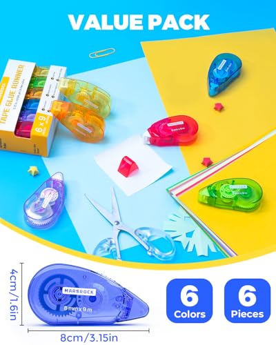 Double Sided Tape Roller for Scrapbooking 6 Pack (6 Count)