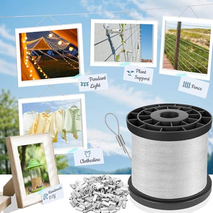 600FT 1 32IN T316 Stainless Steel Cable with 150Pcs Sleeves