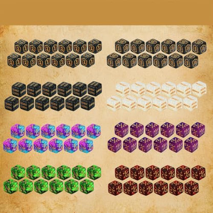 Color MTG Counter Dice Set Keyword Shield Life Counters with Dice Storage Bag for MTG TGG Table Games (72 Count)