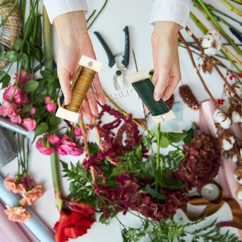 6 Rolls 112 Yards Floral Flexible Paddle Wire for Crafts Christmas Wreaths Tree 22 Gauge Floral Bind Wire Garland and Flower Arrangements DIY Craft (6 Count)