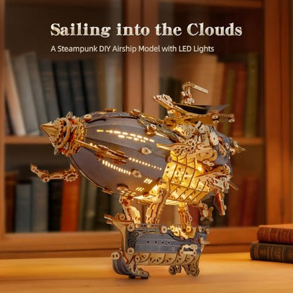 LED 3D Wood Puzzle Fantasy Airship Model (648 Count)