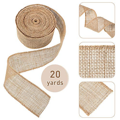 20 Yards 3 Inches Burlap Ribbon Wide Jute Ribbon Natural Burlap Fabric Roll Wired Edge for Wreaths (60 Foot)