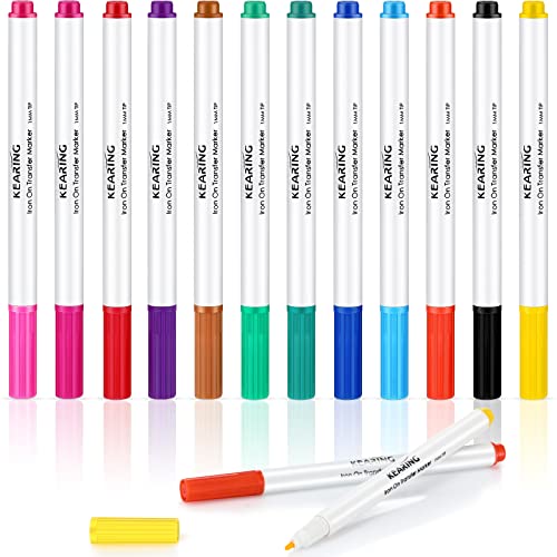 12 Pcs Iron on Transfer Pen Sublimation Markers for Heat Transfer Embroidery Fabric Crayons Iron on Infusible Ink Pen for T (12 Count)