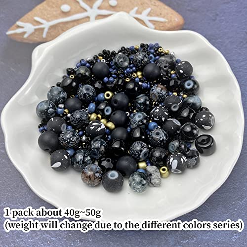 Assorted Glass Resin Beads Multi Size Colors Smooth Cracked Gravel Millet Spacer Beads for Bracelets Necklace Earring DIY Jewelry Making Craft