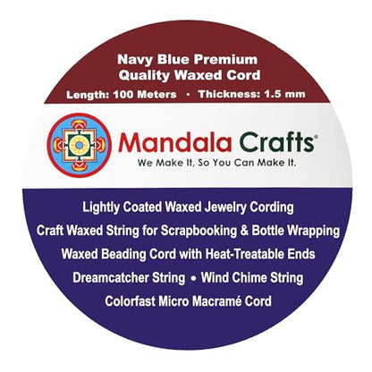 1.5mm Navy Blue Waxed Cord