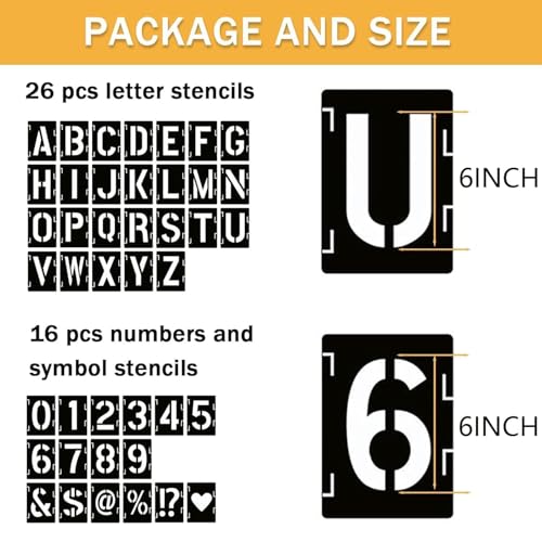 6 in Alphabet Number Stencils for Painting