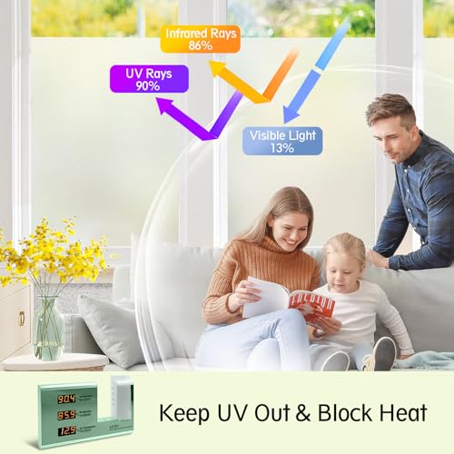 Frosted Glass Window Privacy Film Sun Blocking 35.4in x 16.4ft