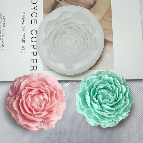2 Pcs Peony Rose Flower Candle Silicone Molds for Candle Making